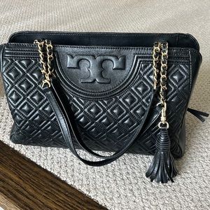 Black leather quilted Tory Burch shoulder bag